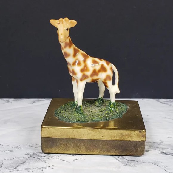 Brass Box Bone China Giraffe Petite Choses Vintage - Picture 1 of 9